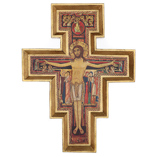San Damiano Cross in wood paste, printed 75x60 cm 1
