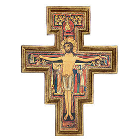 Croix en pâte à bois Saint Damien 40x35 cm
