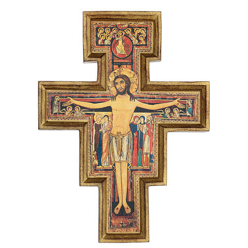 Krzyż ścier drzewny, San Damiano, 40x35 cm 1