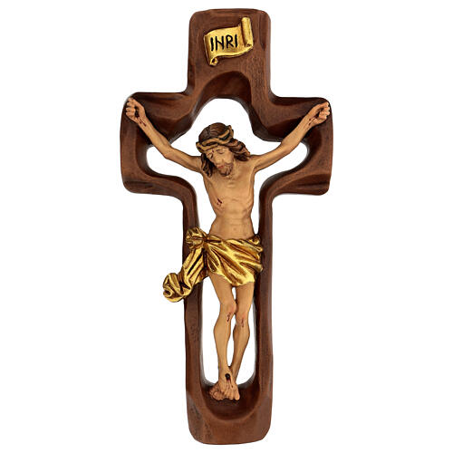 STOCK Crucifix of polished wood, cut-out cross, 46 cm 1