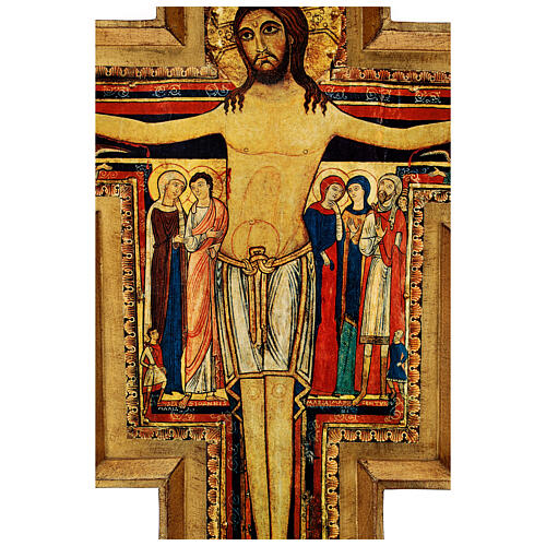 STOCK Croix Saint Damien bois impression sérigraphiée h 110 cm 6