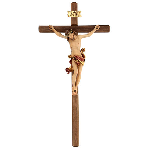 Leonardo Kreuz aus bemaltem Holz vom Grődnertal, 50 cm 1