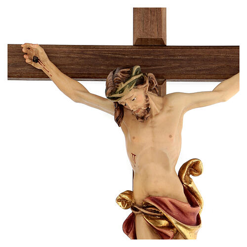 Crucifixo Leonardo Val Gardena madeira corada 50 cm 3
