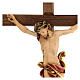 Crucifixo Leonardo Val Gardena madeira corada 50 cm s3