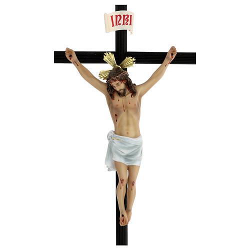 Wood paste crucifix, 70 cm, elegant finish, Motlla cross 4