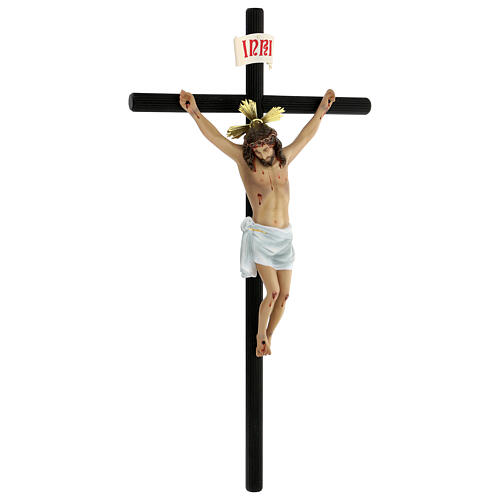 Wood paste crucifix, 70 cm, elegant finish, Motlla cross 6