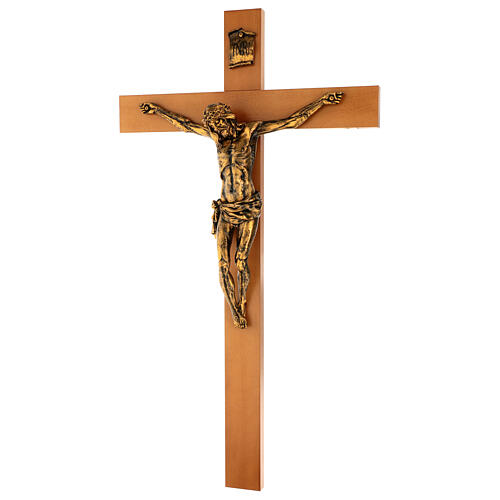 Crucifijo Fontanini 100 cm cruz madera cuerpo resina bronceado 3