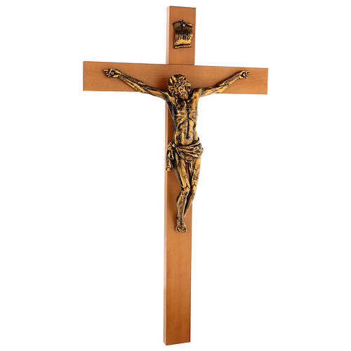 Crucifijo Fontanini 100 cm cruz madera cuerpo resina bronceado 5