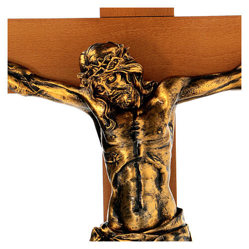 Crucifijo Fontanini 100 cm cruz madera cuerpo resina bronceado 6