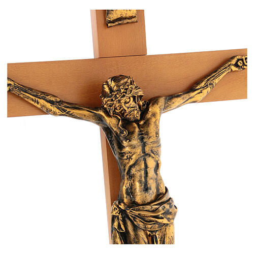 Crucifijo Fontanini 100 cm cruz madera cuerpo resina bronceado 7