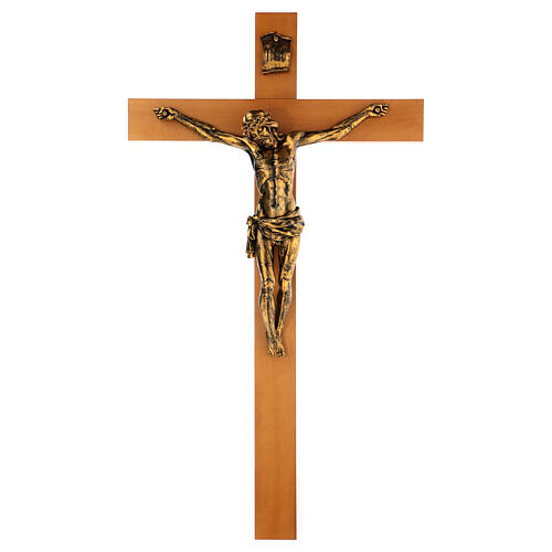 Crucifix Fontanini 100 cm croix bois corps résine effet bronze 1
