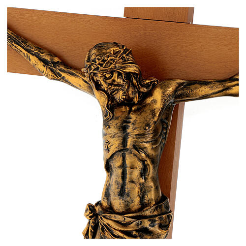 Crucifix Fontanini 100 cm croix bois corps résine effet bronze 2