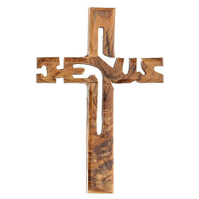 Krzyż na ścianę Jesus, drewno oliwne Palestyna, 12x8 cm