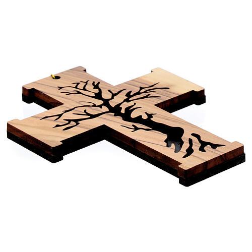 Krzyż na ścianę Drzewo Życia, drewno oliwne Betlejem, 13 cm 4