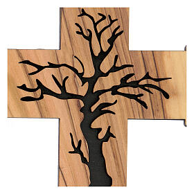 Wall cross Tree of Life in olive wood Bethlehem 13 cm