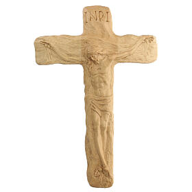 Crucifix made of lenga wood with Jesus Christ and the Virgin Mary. Dimensions 35x25x5 cm