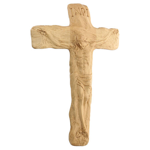 Crucifix made of lenga wood with Jesus Christ and the Virgin Mary. Dimensions 35x25x5 cm 3