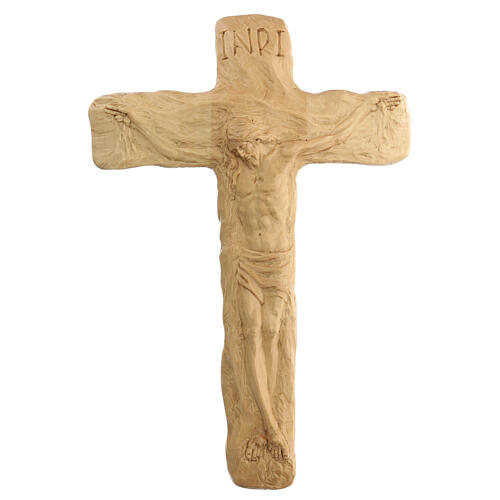 Crucifix bois de lenga sculpté à la main 35x25x5 cm 1