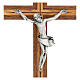 Crucifix corps argenté bois noyer olivier 25 cm s2