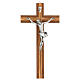 Crucifixo corpo prateado madeira nogueira oliveira 25 cm s1