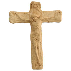 Crucifix made of lenga wood with Jesus Christ and the Virgin Mary. Dimensions 35x27x5 cm