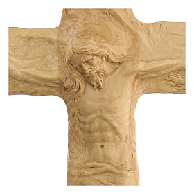 Crucifix made of lenga wood with Jesus Christ and the Virgin Mary. Dimensions 35x27x5 cm