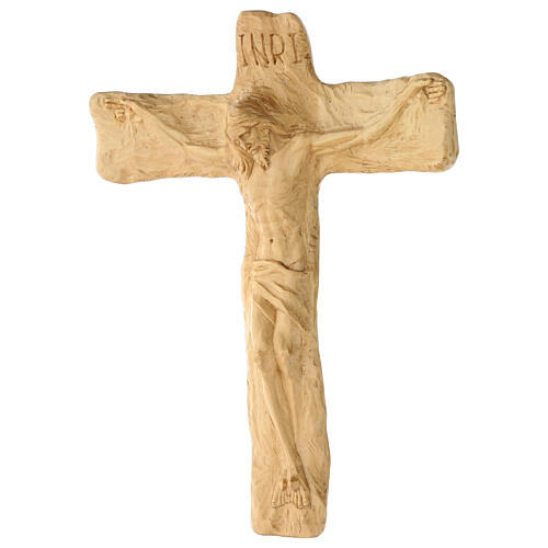 Crucifix made of lenga wood with Jesus Christ and the Virgin Mary. Dimensions 35x27x5 cm 4