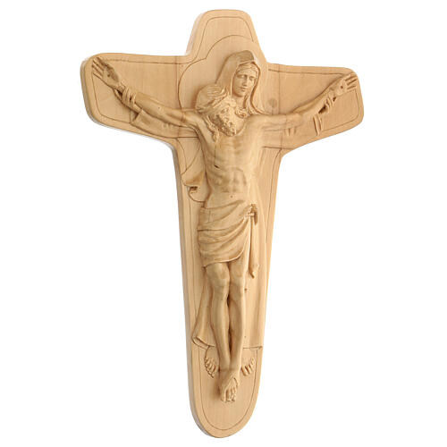Crucifix made of lenga wood with Jesus Christ and the Virgin Mary. Dimensions 35x24x4 cm 3