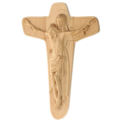 Crucifix made of lenga wood with Jesus Christ and the Virgin Mary. Dimensions 35x24x4 cm 4