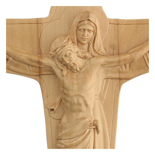 Crucifix en bois Vierge soutenant Jésus, Pérou 35x25x5 cm 2