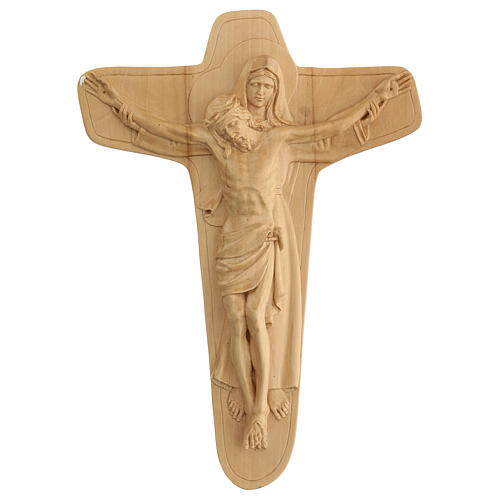 Wooden Crucifix Mary holding Jesus 35x25x5 cm 1