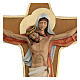 Crocifisso Madonna sostiene Cristo legno colori olio 35x25x5 cm Perù s2