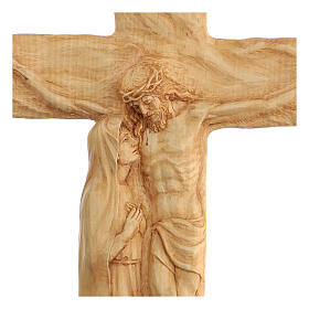Crucifix made of lenga wood with Jesus Christ and the Virgin Mary. Dimensions 50x35x5 cm