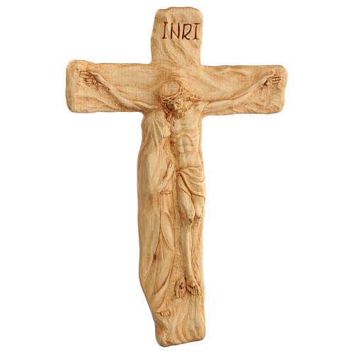 Crucifix made of lenga wood with Jesus Christ and the Virgin Mary. Dimensions 50x35x5 cm 3