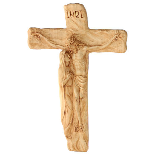 Crucifix made of lenga wood with Jesus Christ and the Virgin Mary. Dimensions 50x35x5 cm 4