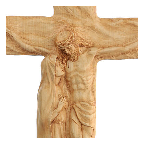 Krucyfiks z drewna lenga, Chrystus i Madonna, 50x35x5 cm, Peru 2