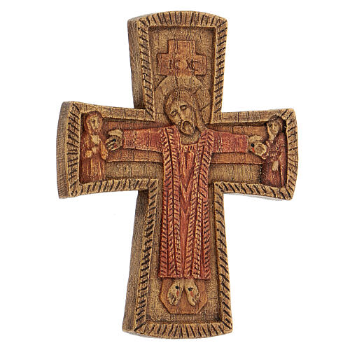 Christ's Passion wood Crucifix, Bethlehem monastery 10x10 cm 3