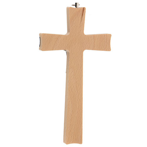 Natural wood crucifix with metallic body of Christ 20 cm 3