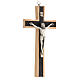 Natural wood crucifix with metallic body of Christ 20 cm s2