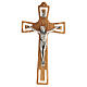 Olivewood crucifix with metallic body of Christ 15 cm s1