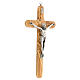 Olivewood crucifix with rounded ends and metallic body 25 cm s2