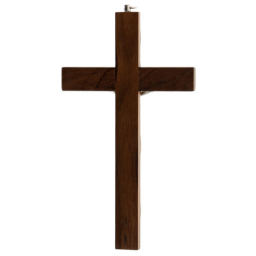 Walnut wood crucifix with metallic body 20 cm 3