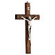 Walnut wood crucifix with metallic body 20 cm s2