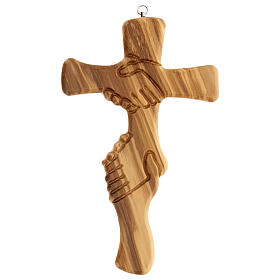 Freundschaft-Kruzifix aus Olivenbaumholz, 28 cm