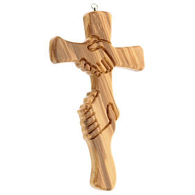 Crucifix de l'amitié bois olivier 28 cm