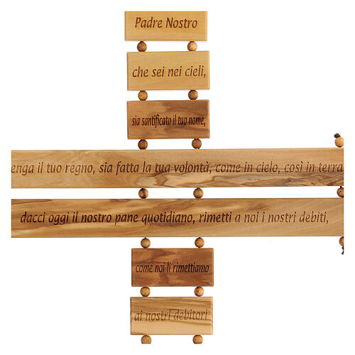 Cross with Our Father prayer in olive wood 40 cm 2