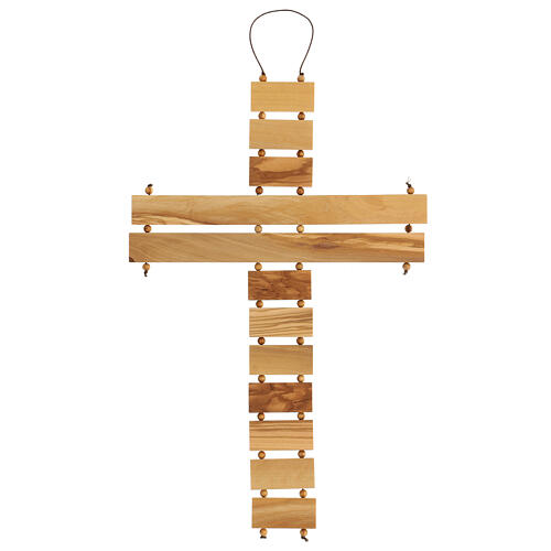 Cross with Our Father prayer in olive wood 40 cm 5