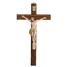 Walnut wood crucifix with resin body 40 cm
