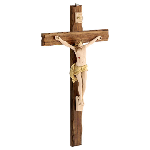 Walnut wood crucifix with resin body 40 cm 3