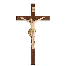 Kruzifix aus dunklem Eschenholz mit Christuskőrper aus Harz, 40 cm